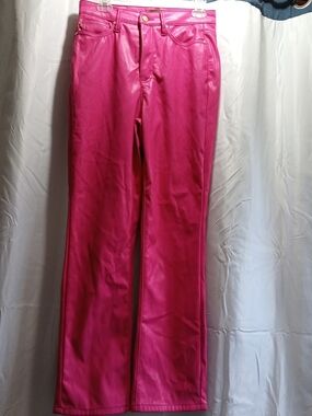 Judy Blue Hot Pink Straight Leg Faux Leather Jeans